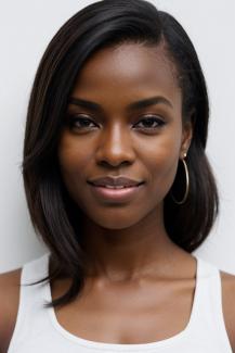 picture of a woman after silk press service at ebony styles hair salon